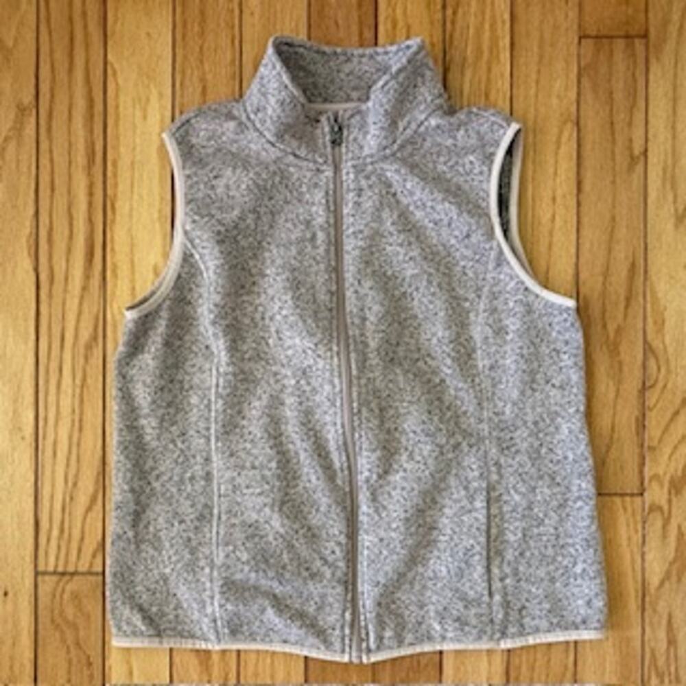 GH BASS Women's Sweater Adult Vest XL Full Zip Gray Knit